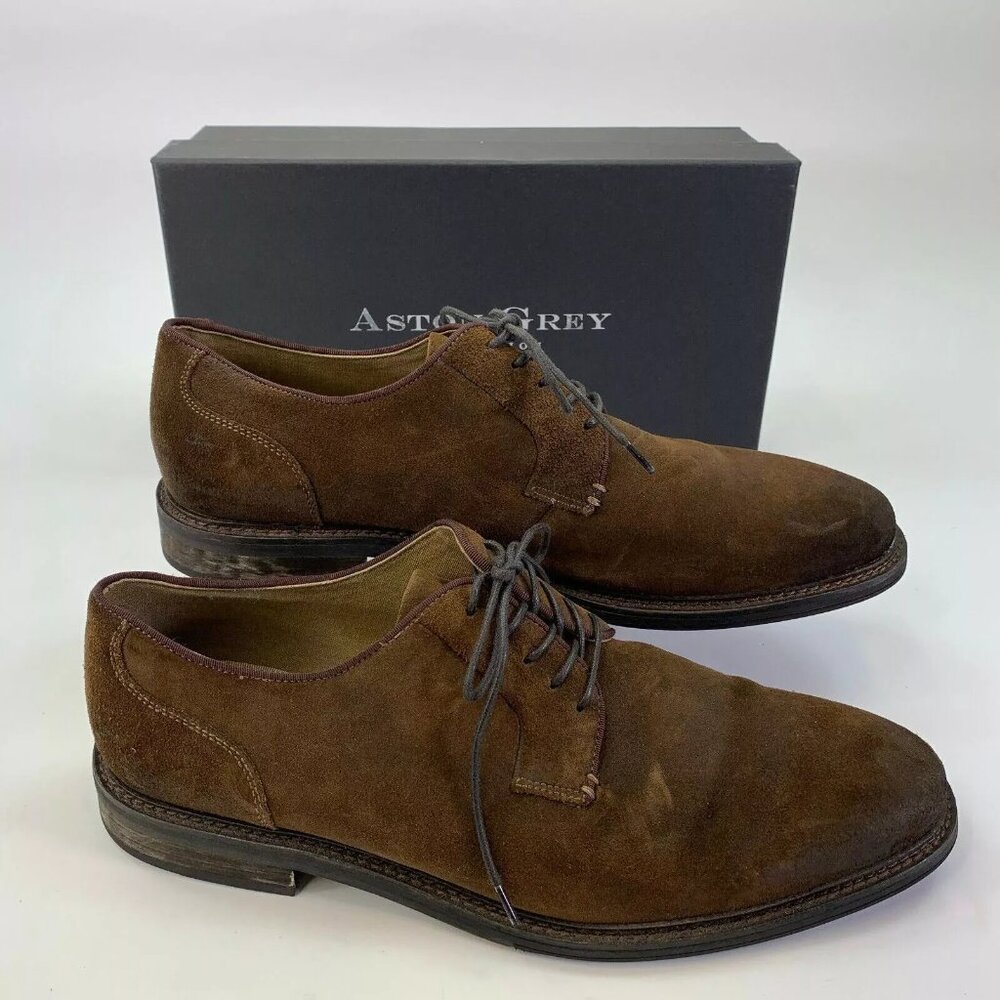 Aston Grey Crerraven Oxford Collection Mens Lace Up Brown Leather Shoes Size 13